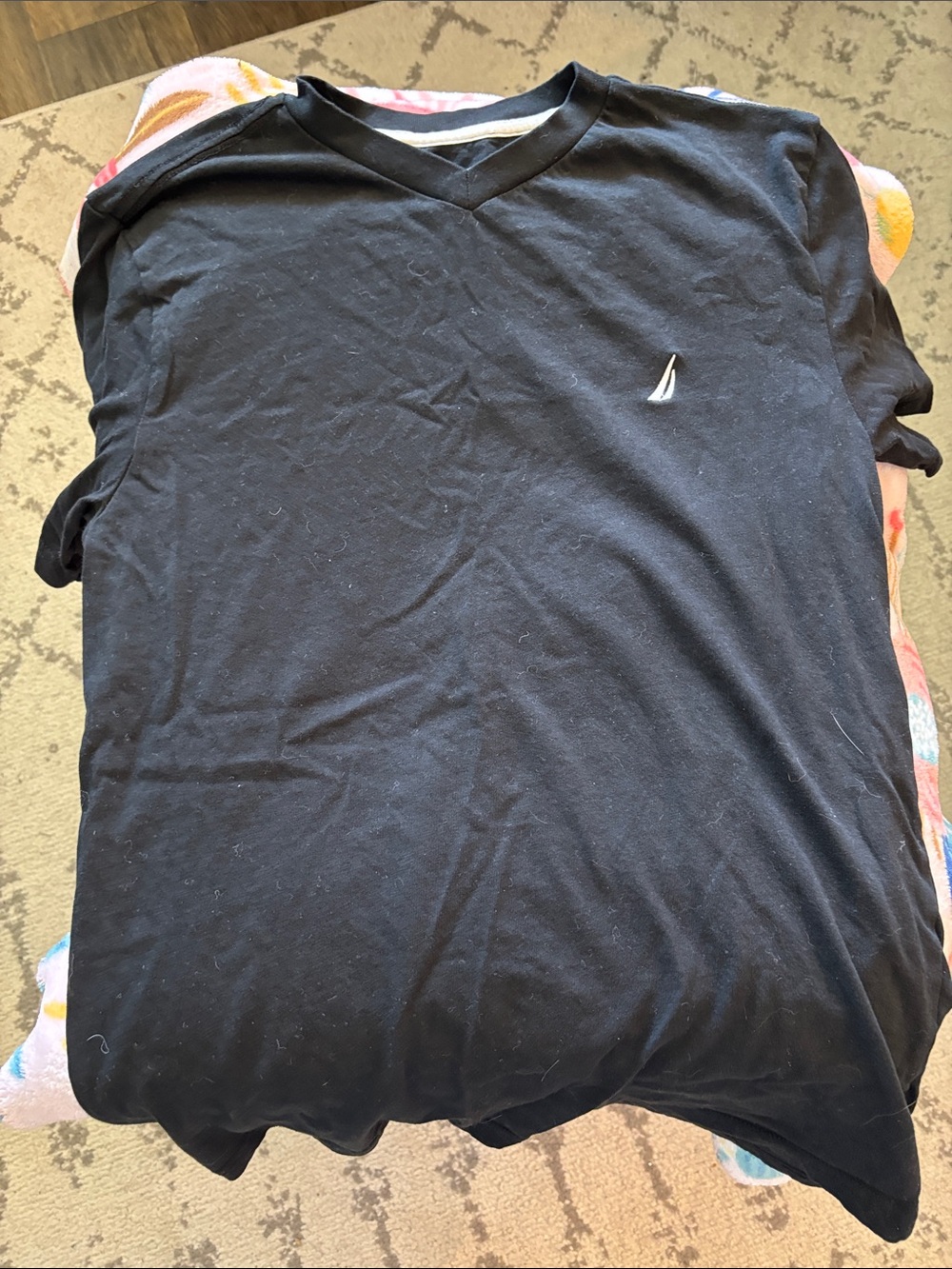 Nautica Kids Black V-Neck Short Sleeve Logo Tee